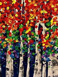 Rainbows in the Trees Stretched Canvas Acrylic Painting Fine Art