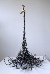 Artist's description: ORIGINAL VANIA DIMITROVA ARTWORK! 2018, "The Fountain" - metal sculpture This large original metal sculpture is one of the latest artworks of the skillful Bulgarian professional contemporary sculptor, deeply inspired by surrealism and naturalism. All 100% handmade, it is one extraordinary metal masterpiece and exquisite valuable modern home/garden décor. ✧Sculptor: Vania Dimitrova ✧Measures (height, width, depth): 25.6 x 17.7 x 17 inches (65 x 45 x 43 cm) ✧Weight: 5 lb. (2.3 kg) ✧Materials: iron and brass ✧Process: metal casting, sanding and grinding, metal lacquer sealing ✧Shipping: We offer discounts for multiple purchases and combine shipping. Please contact me for details. We ship worldwide and package the products with care. ✧Thanks for visiting INTEGRATED ARTISTS shop, ❤ Oggie Golev - art manager of INTEGRATED ARTISTS, Bulgaria https://integratedartists.blogspot.bg/ Materials used: iron, brass Featured by our Editors: Best of May Buy these two artworks together and save 10% + Buy both artworks together: $10,288.43 Saving of $1,143.16 Sculpture by Vania Dimitrova: $2,431.59 Sculpture by Seunghwui Koo: $9,000.00 "The Fountain" (2018) Sculpture by Vania Dimitrova