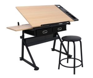 Adjustable Height Drafting Desk Drawing Table Tiltable Tabletop