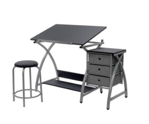 STUDIO DESIGNS Comet Center with Stool Silver