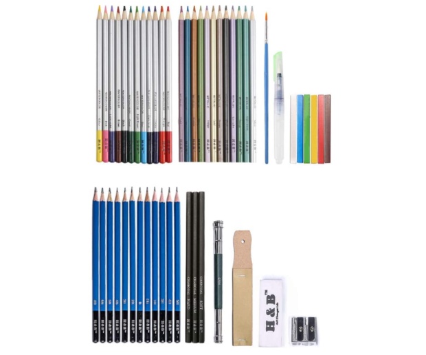 H & B 51-Piece Colored Pencils Set