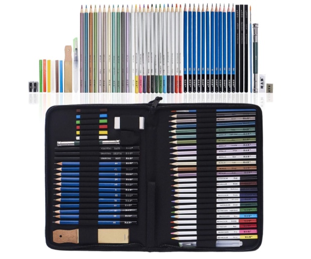 H & B 51-Piece Colored Pencils Set